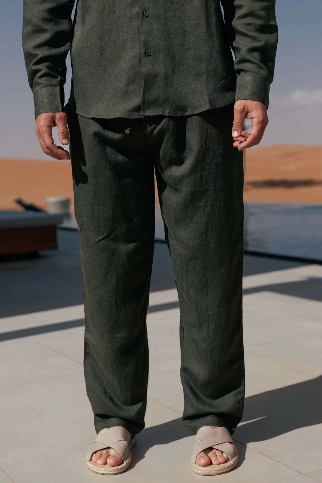 LINEN TROUSER - OLIVE