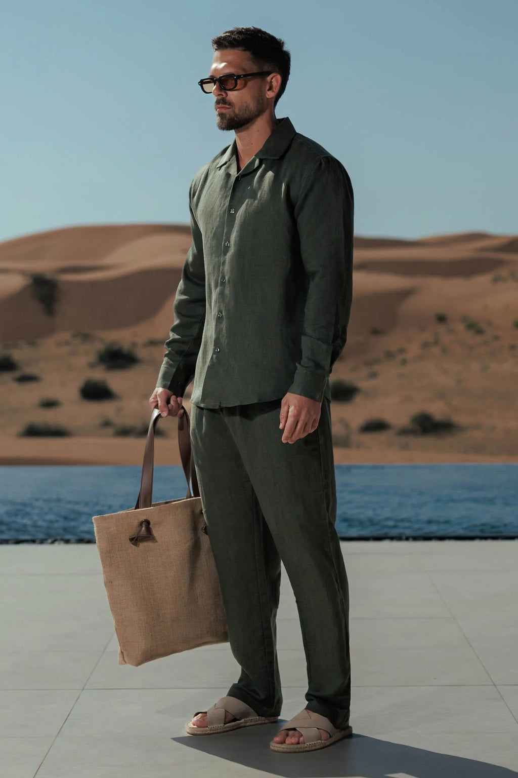 LINEN TROUSER - OLIVE