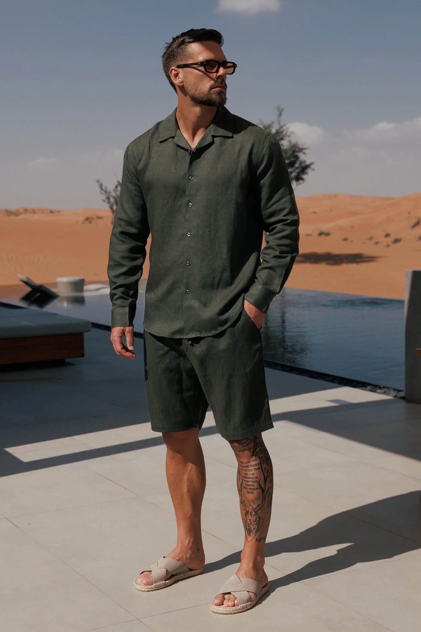 LINEN SHIRT - OLIVE