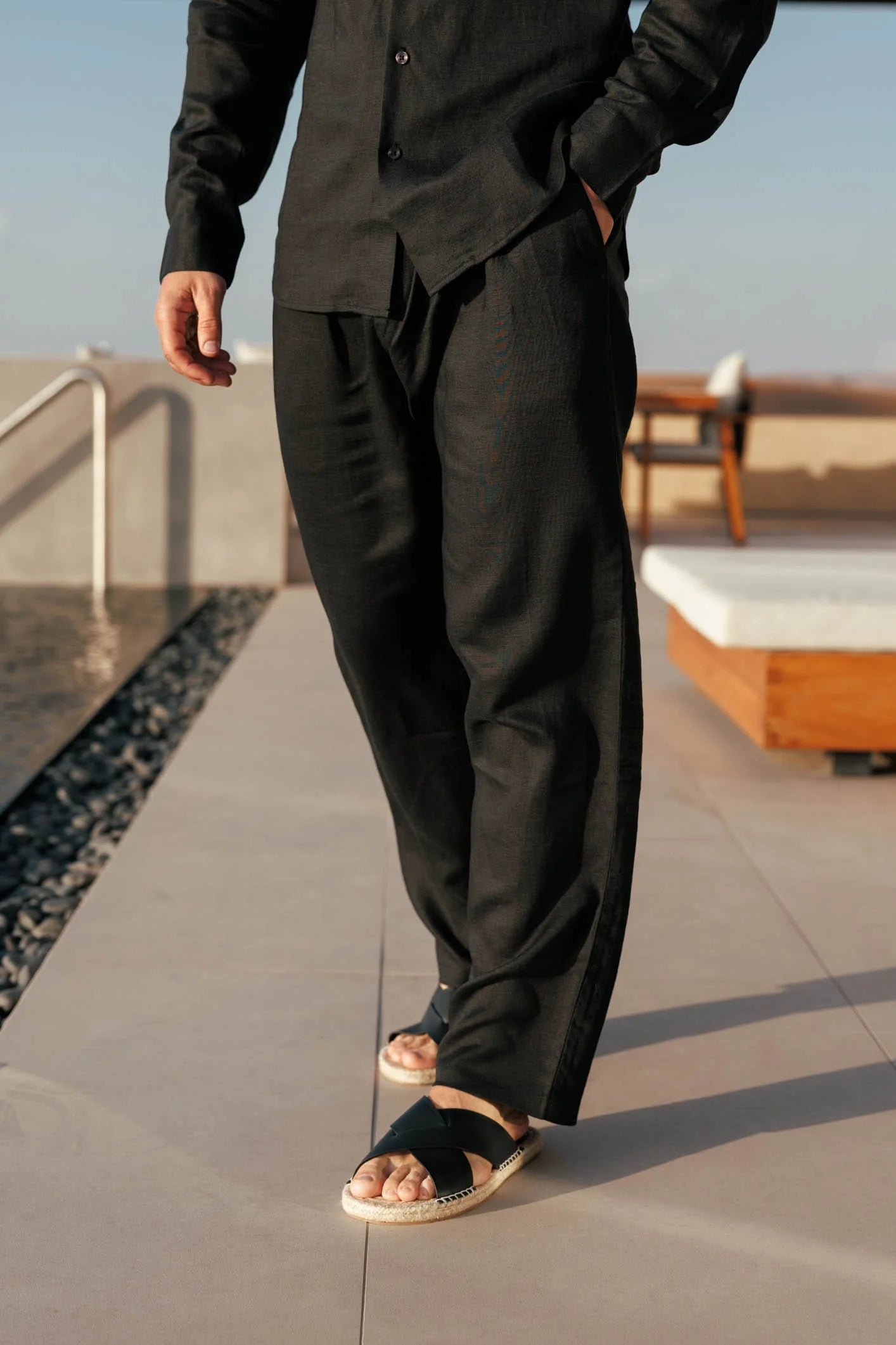 LINEN TROUSER - BLACK