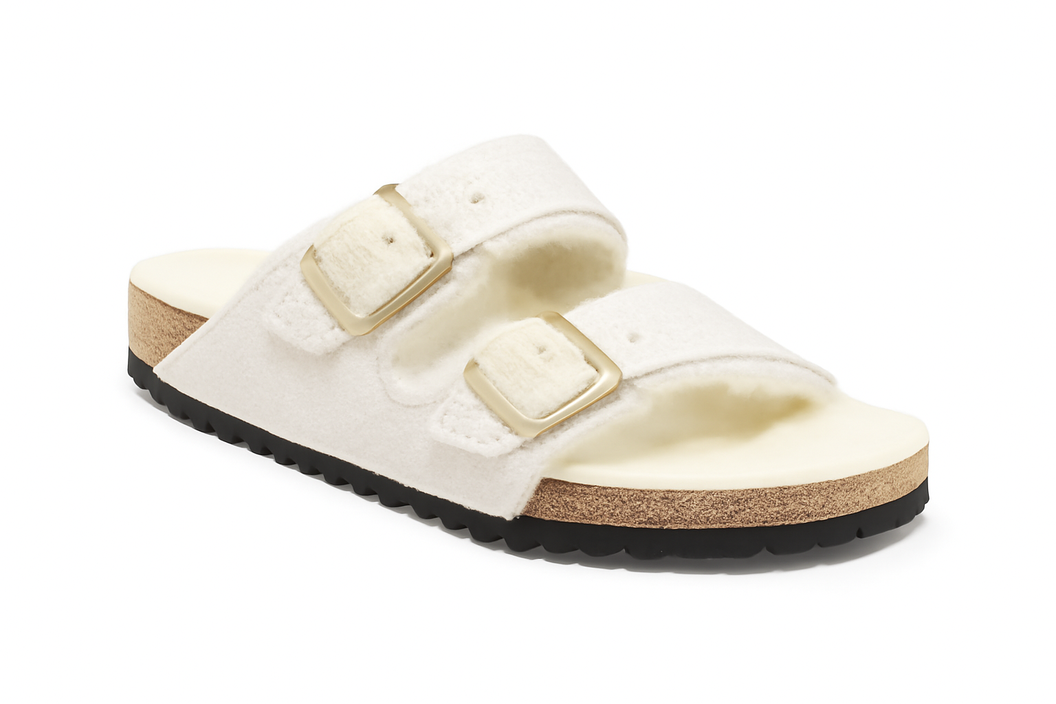 Sandale mit Lammfell Beige