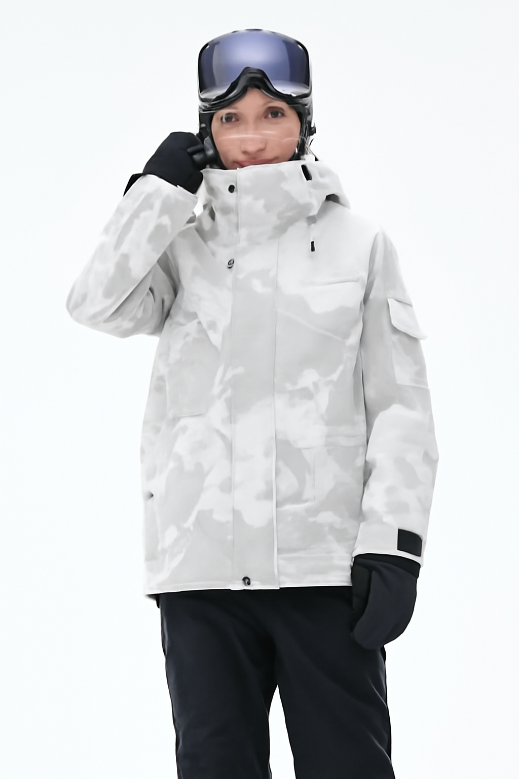 Snowboard Jacket Women Grey Camouflage