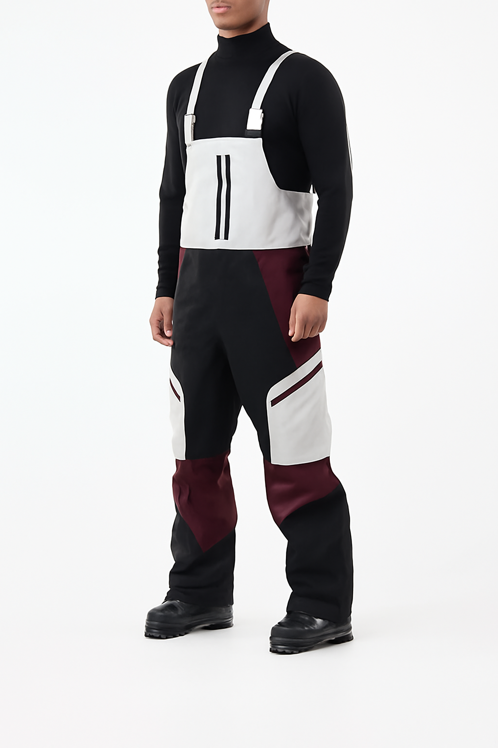 Snow Pants Men Light Grey/Black/Burgundy