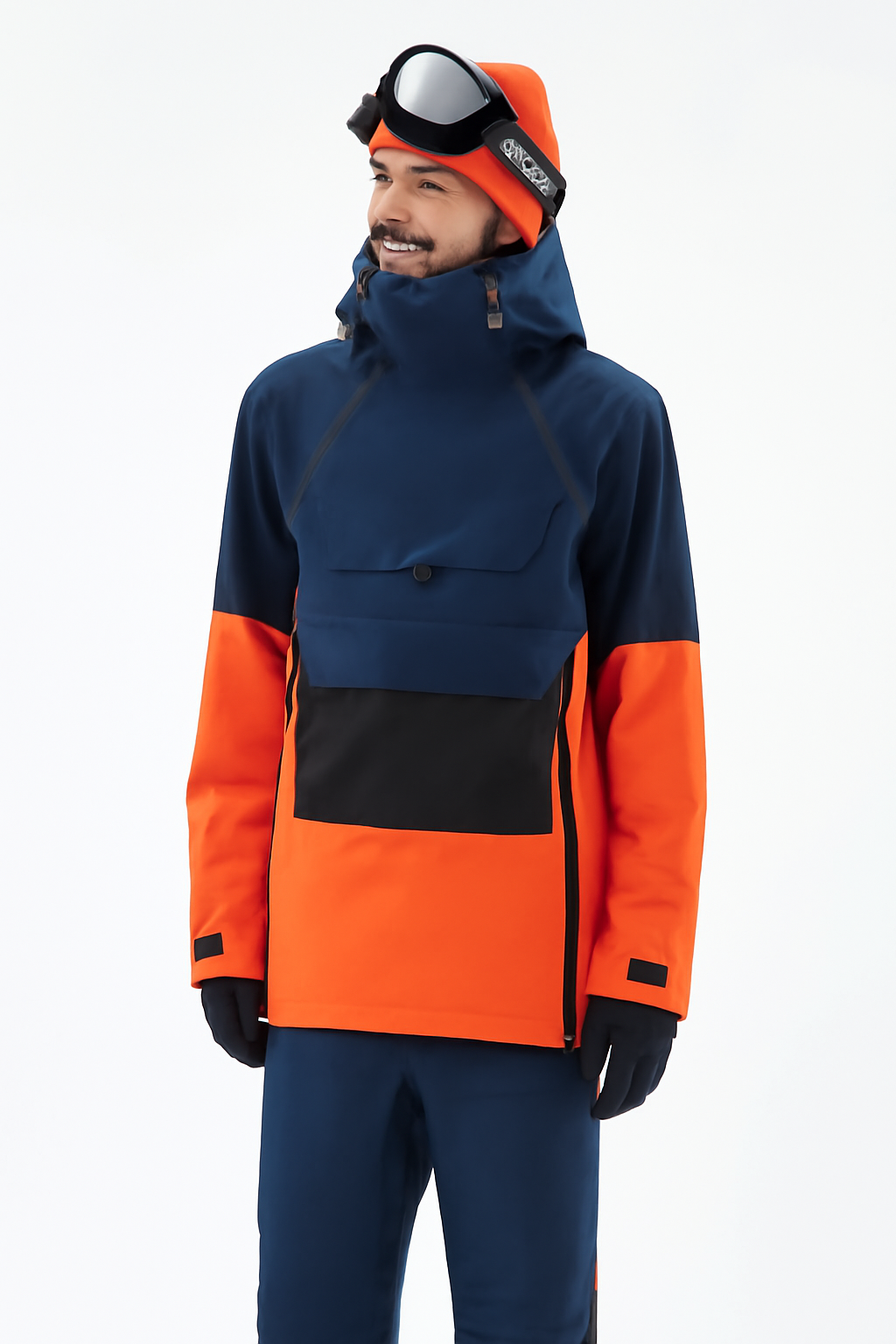 Ski Jacket Men Dunkelblau/Schwarz/Orange