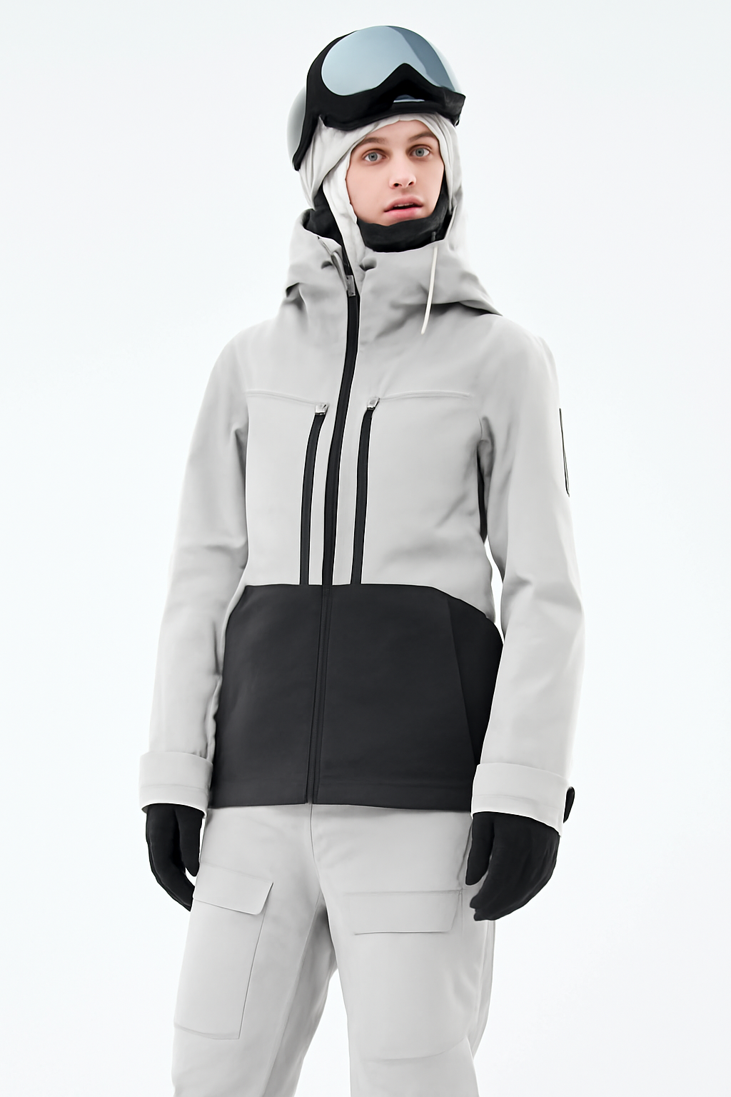 Snowboard Jacket Women Light Grey/Black