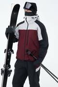 Snowboard Jacket Men Light Grey/Black/Burgundy