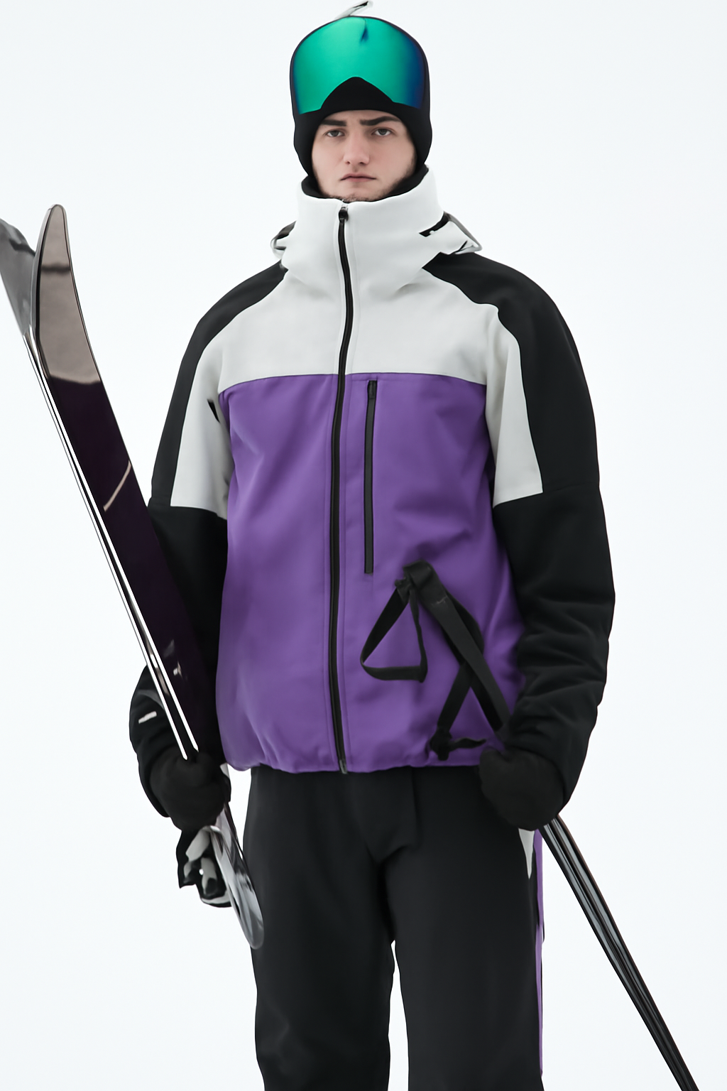 Snowboard Jacket Men Light Grey/Black/Purple II