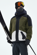 Snowboard Jacket Men Light Black/Olive Green/Grey