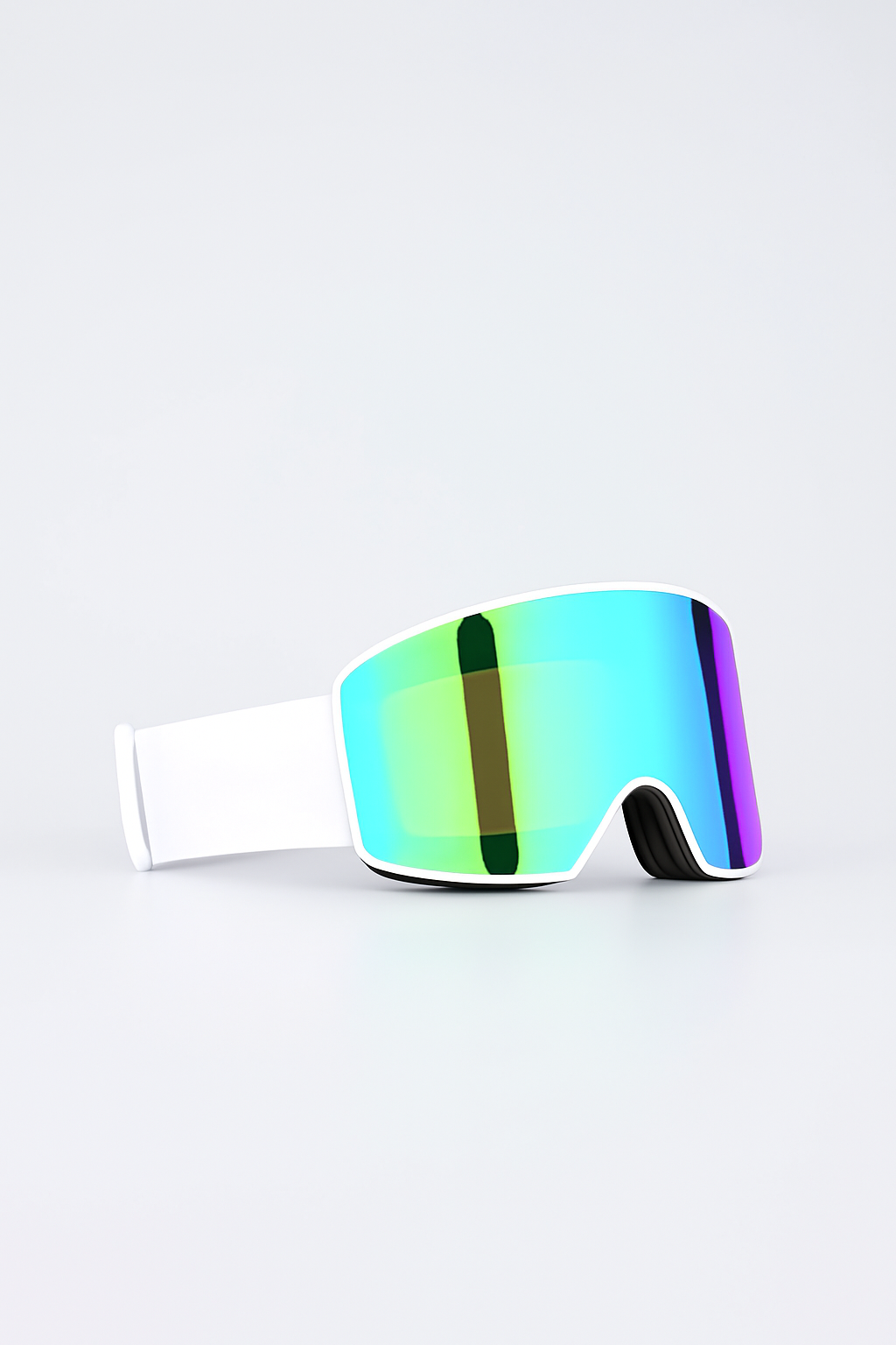 Goggles White with Green Mirror