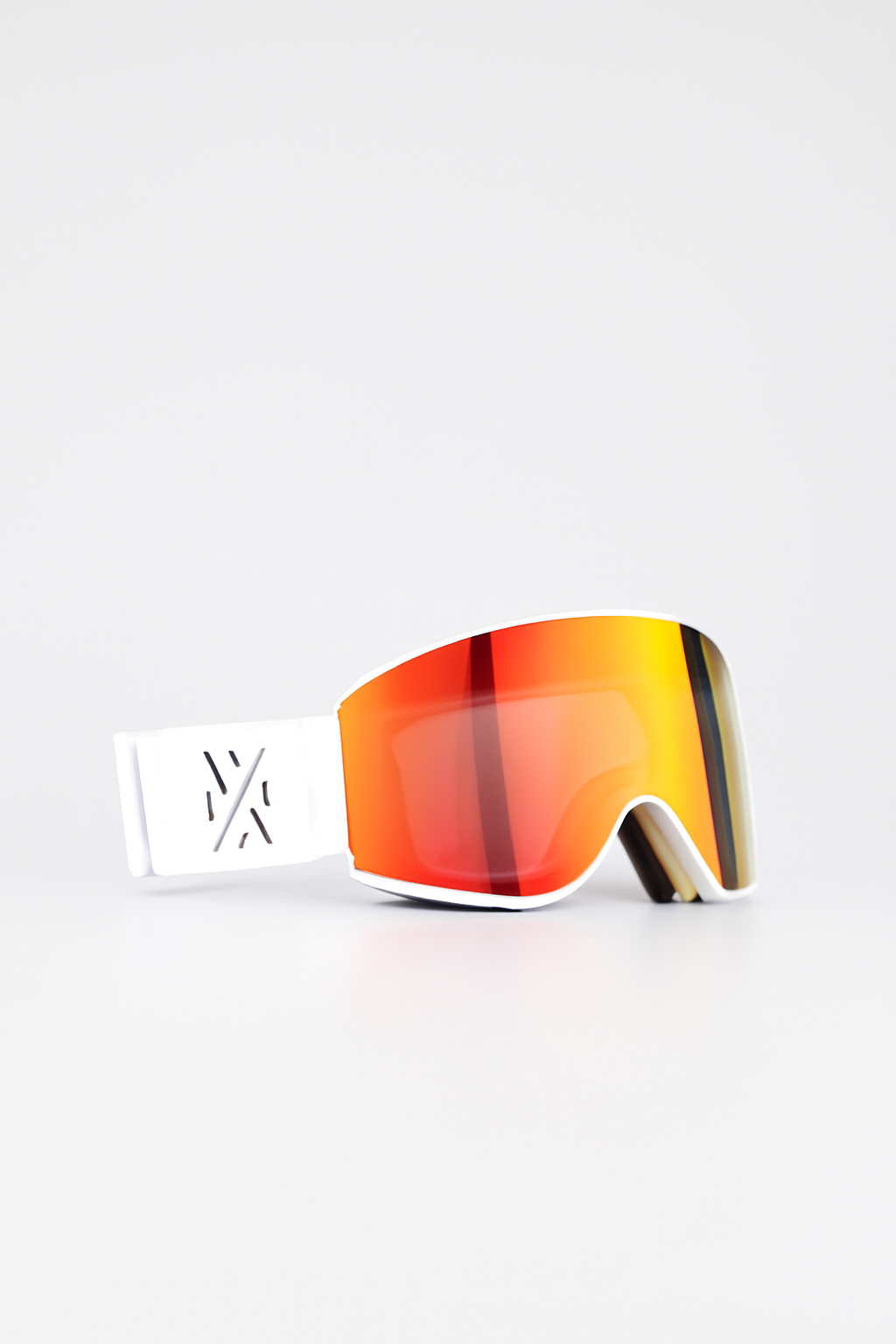 Goggles White with Red Mirror